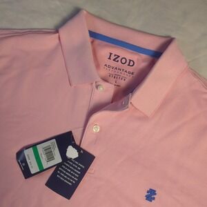 IZOD Men's L Natural Stretch Advantage Performance Polo Shirt NWT Pink Peony